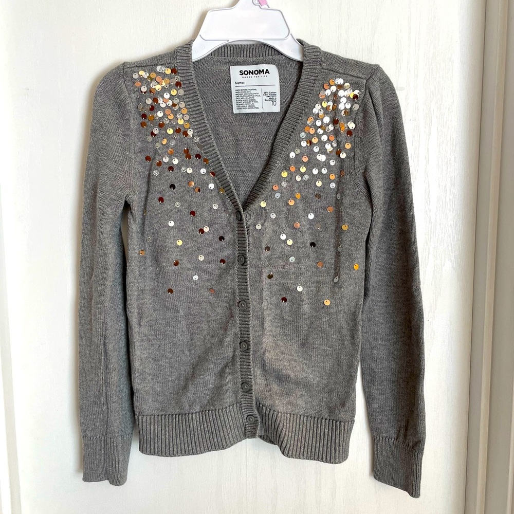 Girls Sonoma Sparkle Cardigan Sweater Size 10